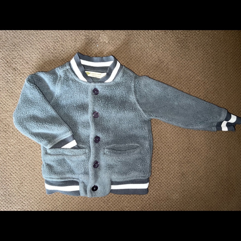 Monica + Andy gray peace varsity jacket 2T